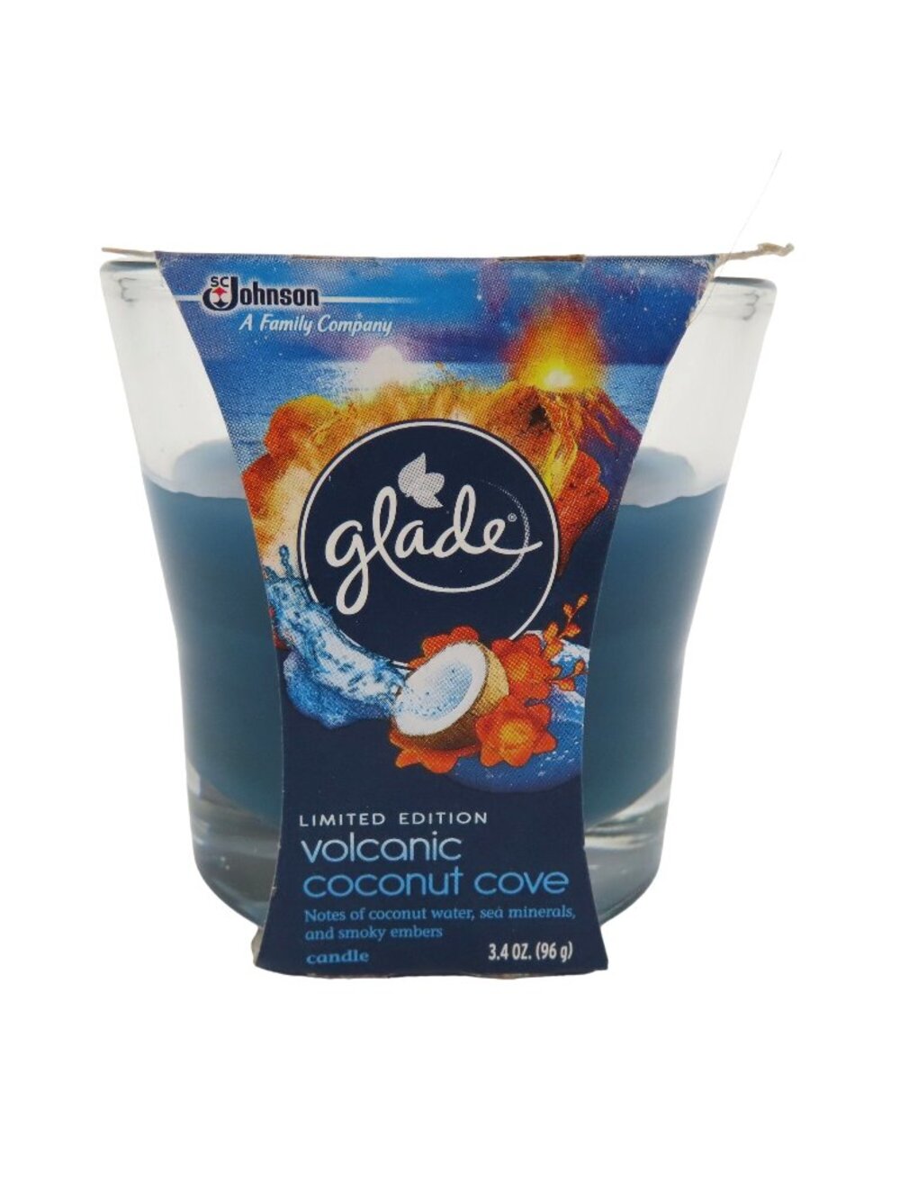 Glade Volcanic Coconut Cove 3.4oz NEW Limited Edition Glass Jar Container Candle